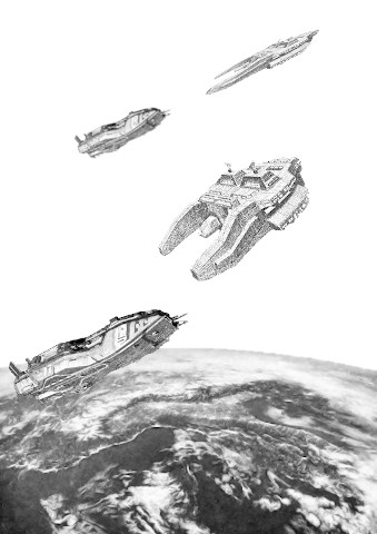 Spaceships leaving earth
