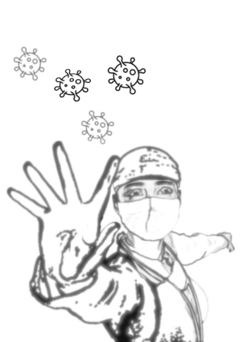 Doctor wearing mask and Corona virus
